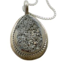 Herbert Tsosie HT Pyrite Pendant Navajo Silversmith With A Sterling 20" Necklace